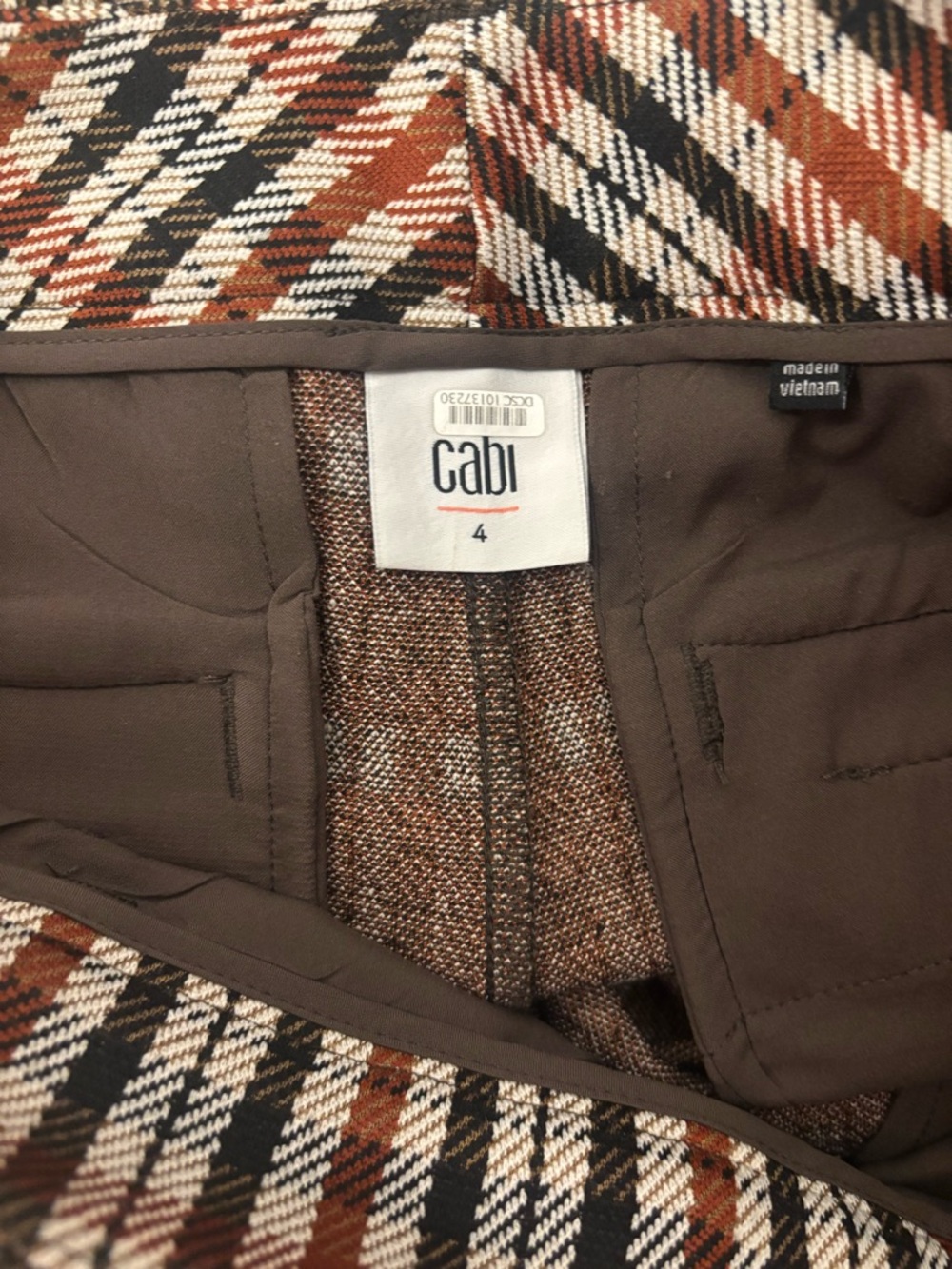 CAbi Brown Multi Plaid Cropped Pants - Picture 4 of 5